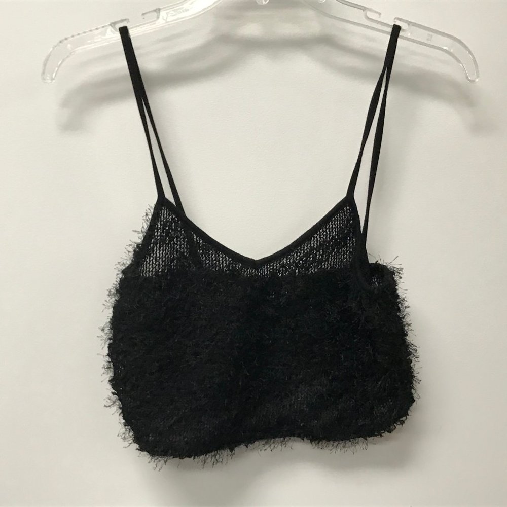 😀 NWOT B Envied Black Fuzzy Crop Top Made in USA